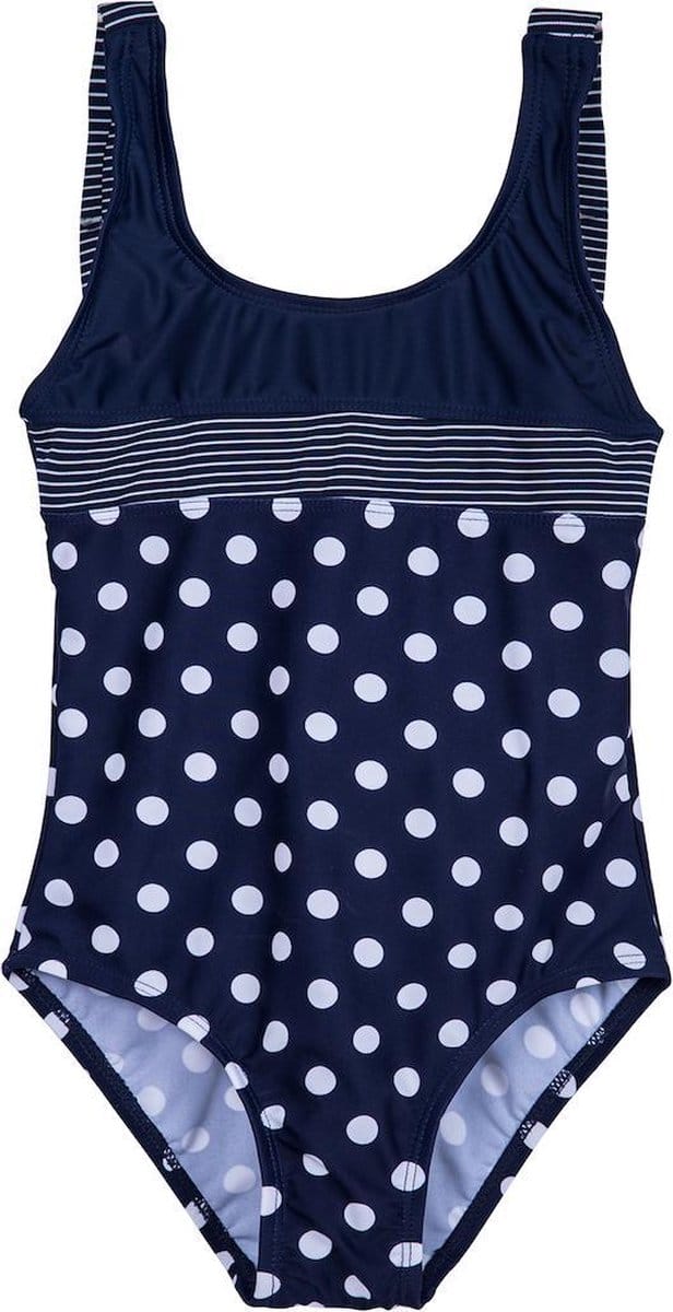 Badpak met Striksluiting - Navy stippen 140-146