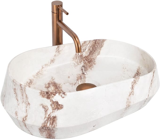 Rea - Opzetwastafel Travo - Kunststeen - Beige - Ovaal - 59 x 38 x 17 cm