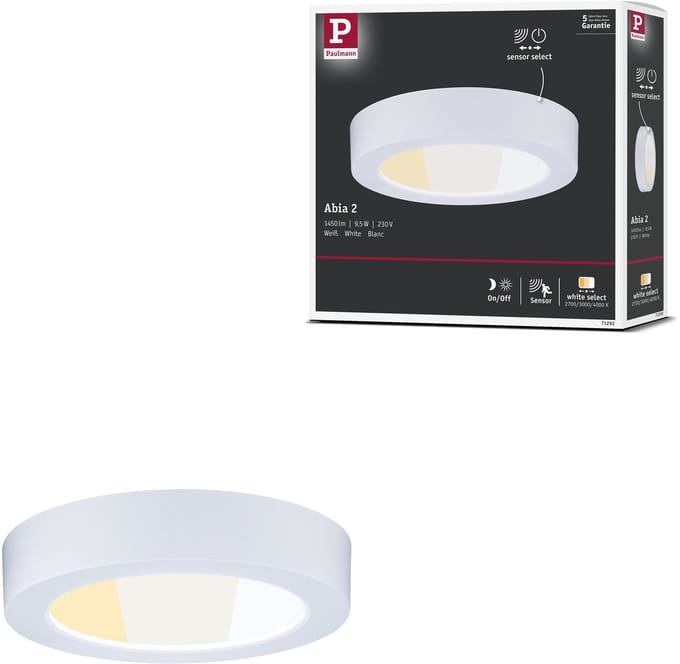 LED-paneel Abia 2 White Select Schemergestuurde bewegingsmelder (HF) rond 170 mm 9,5W 1100lm White Select Wit