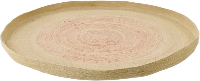 J-Line wanddecoratie Dienblad Rond Gestreept - zeegras - naturel/oranje - large