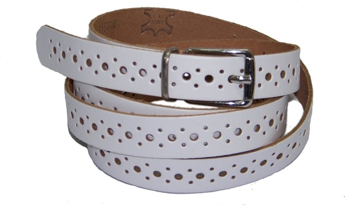 100% leer- 2 cm breed - Damesriem met gaatjes - Wit - taillemaat 75 cm