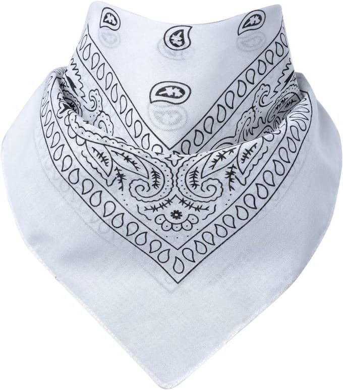 Bandana Sjaal Nekwarmer Paisley Wit - 100% Katoen 55x55 cm