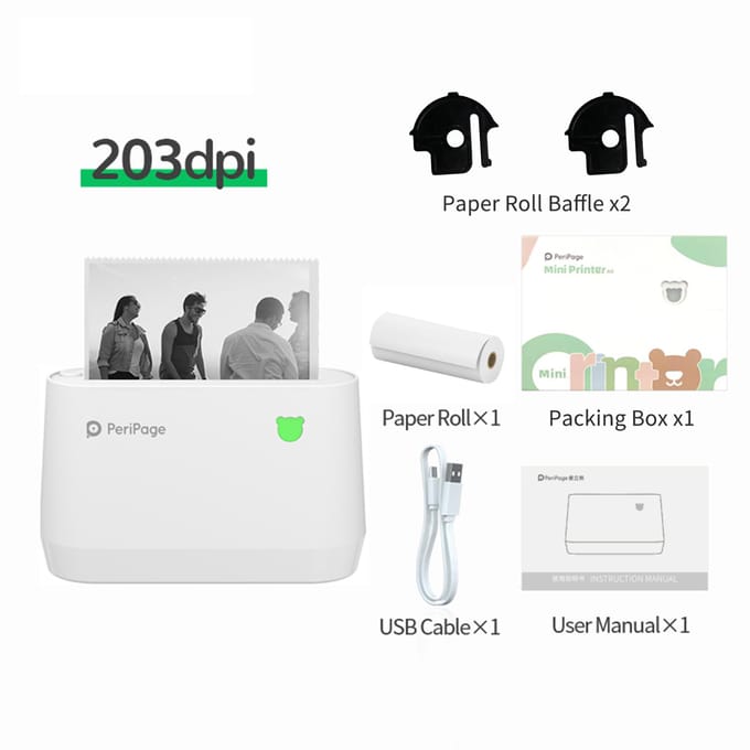 PeriPage A9 Mini draagbare thermische notitieprinter 203dpi BT Pocket Photo mobiele printer kassabonlabel wit