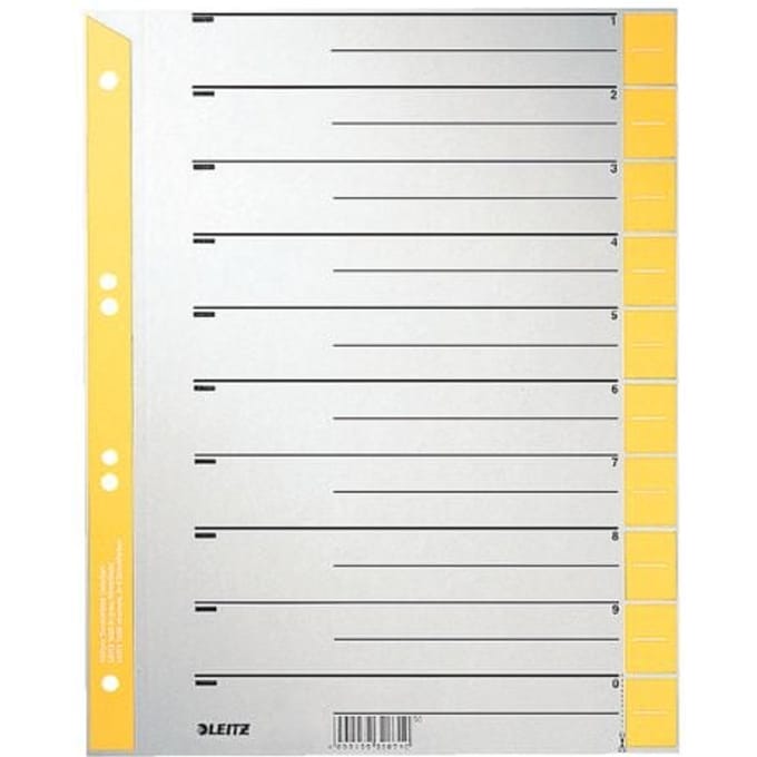 LEITZ® scheidingsbladen A4 1652, gebruik naar eigen inzicht, 25 stuks, geel