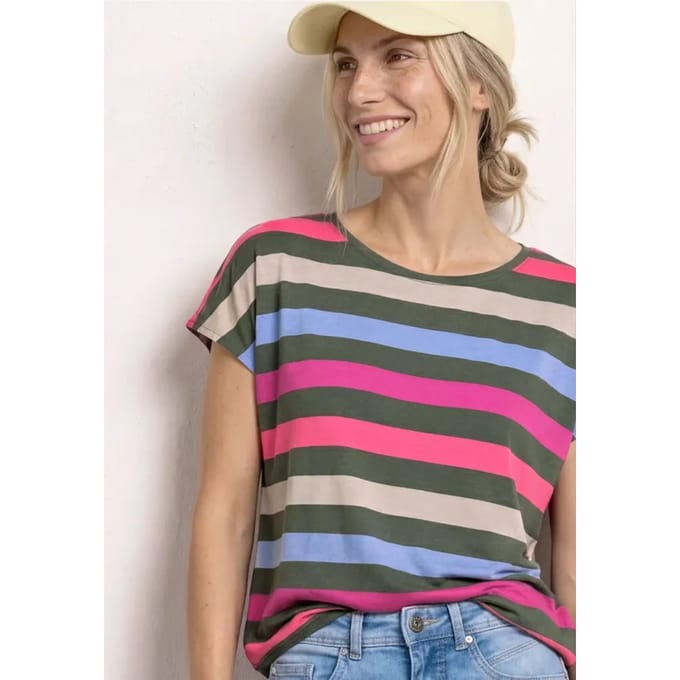 Shirt met ronde hals en elastische zoom
