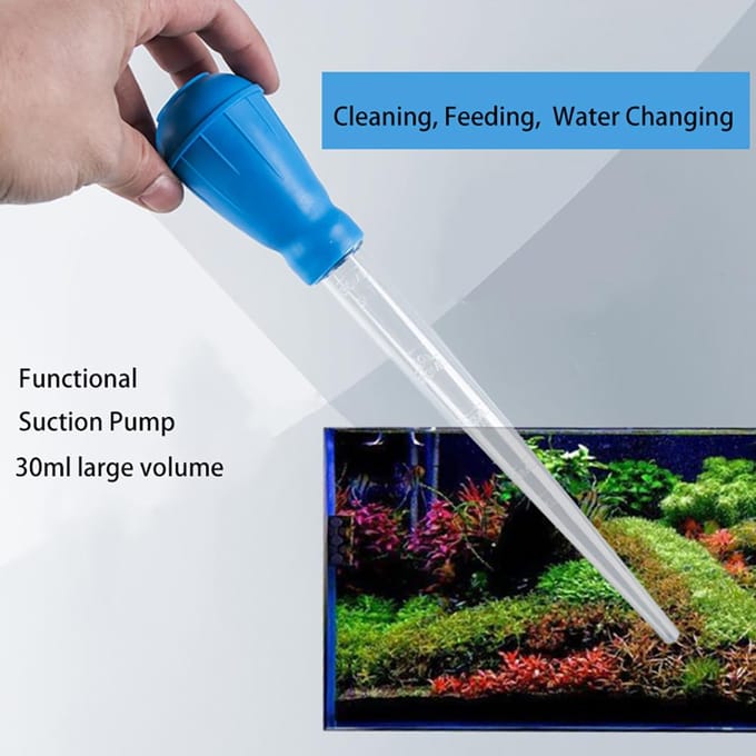 Aquarium Waterververser Meetpipet Reinigingspipet met Druppelaar Vloeistof voor Aquaria blue