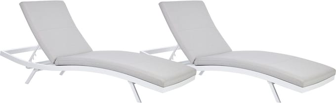 AMELIA - Ligstoel set van 2 - Lichtgrijs - Olefine