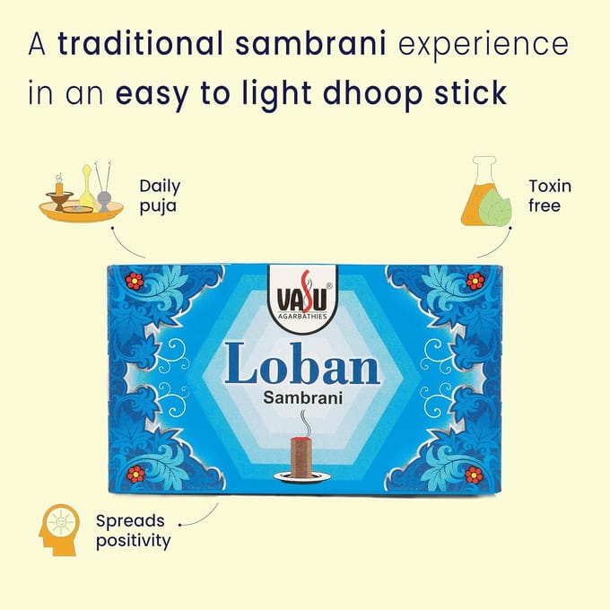 Cycle Pure Vasu Loban Sambrani Dhoop Cups voor Pooja Thuis Festivals 70 stuks X 4 Pak met Branderplaat blue