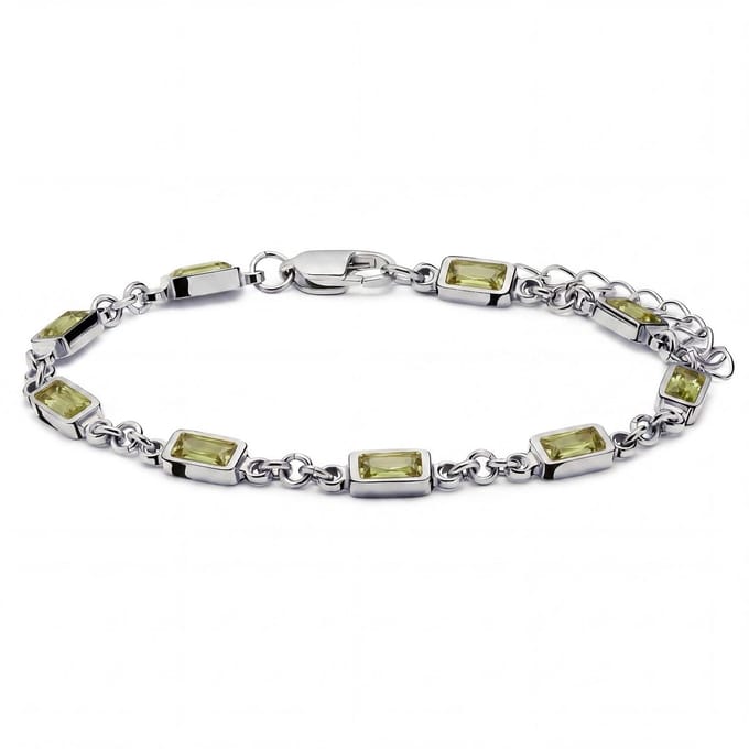 Prism | Zilverkleurige armband met peridotgroene stenen van kristalglas