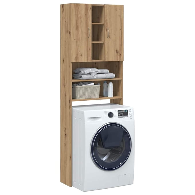 vidaXL - Wasmachinekast - 64x25,5x190 - cm - artisanaal - eikenkleur