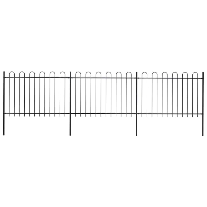 vidaXL - Tuinhek - met - ringtop - staal - 504x120 - cm - zwart
