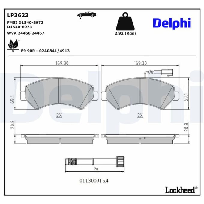 Remblokset DELPHI LP3623, voor