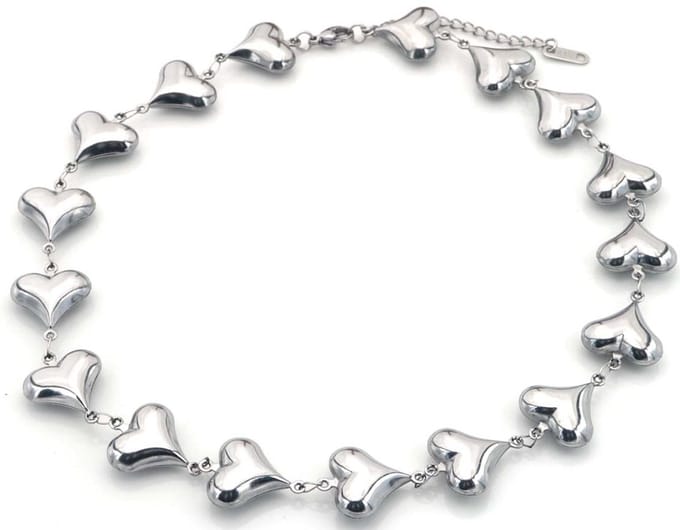 B-D3.3 N074-020S S. Steel Necklace Hearts