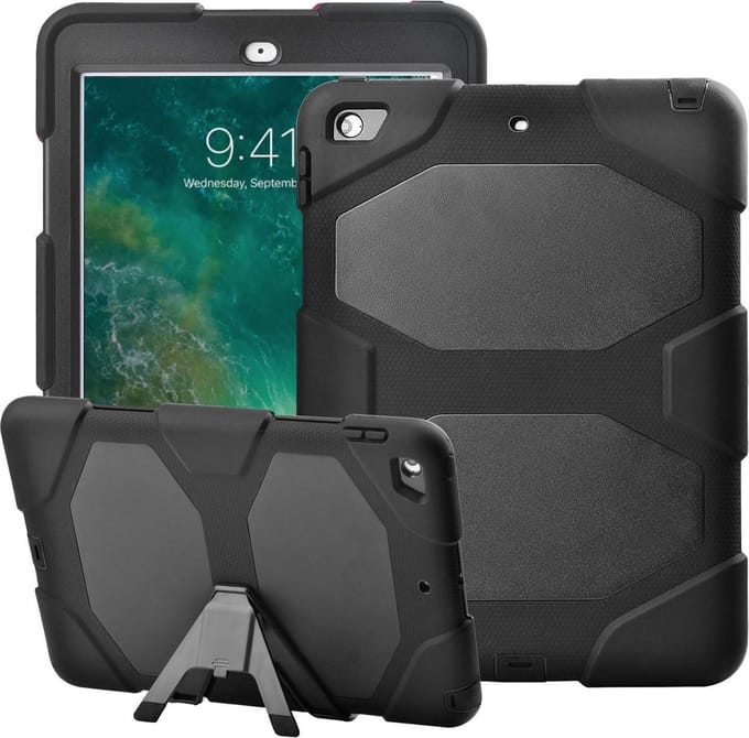 Hoes + Screenprotector geschikt voor iPad 2017 /2018 9.7 inch - Robuuste Armor Case + Screenprotector