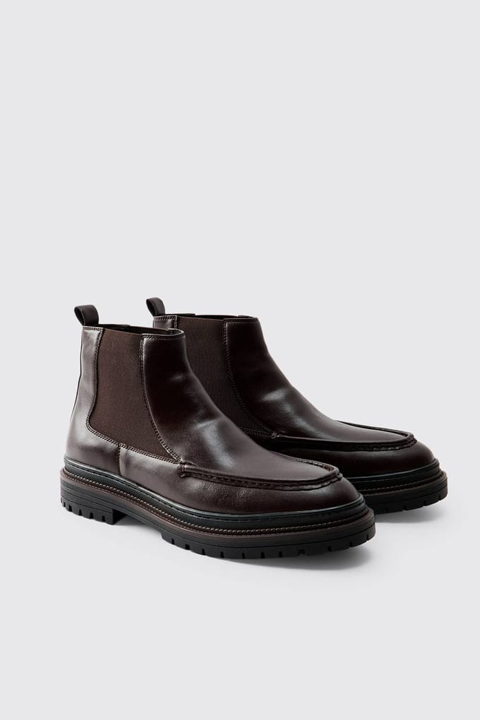 PU Schort Voorzijde Chelsea-laars | Chocolate | Size 44