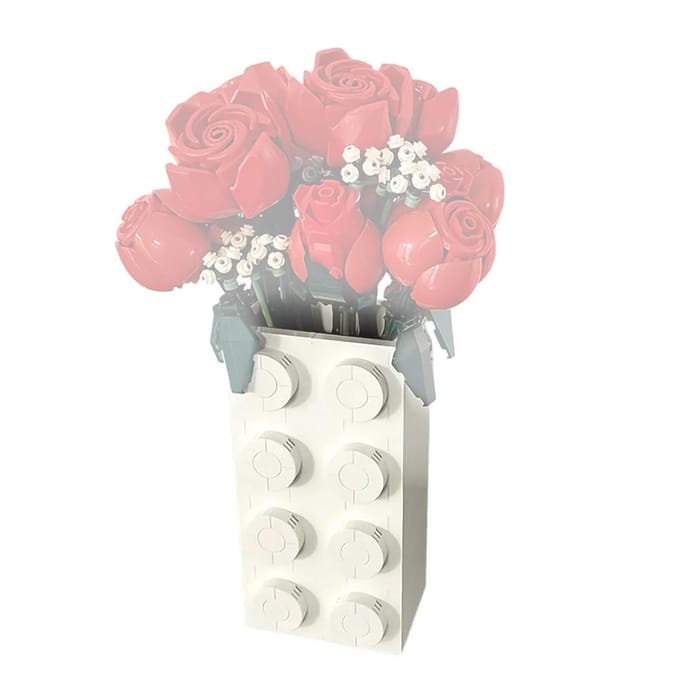 Gobricks MOC Rozenvaas Blokken Boeket Bouwsteen Educatief Speelgoed Cadeau Versiering Valentijnsdag gray