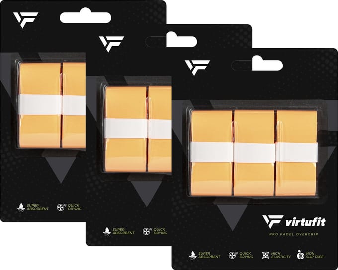 VirtuFit Pro Padel Overgrip - Oranje - Set van 9 - Vochtabsorberend PU-materiaal