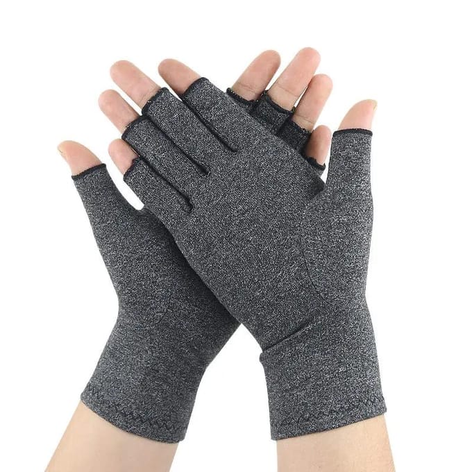 1 Paar Compressiehandschoenen Premium Spreidvinger Compressiehandschoenen L grijs