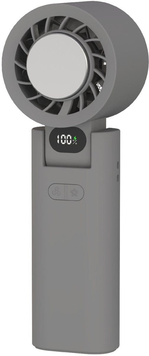 Draagbare Handventilator - Handventilator - Mini Ventilator - 100 Snelheden - Digitaal Display - USB Oplaadbaar - Bladloos - Borstelloze Motor - Donkergrijs