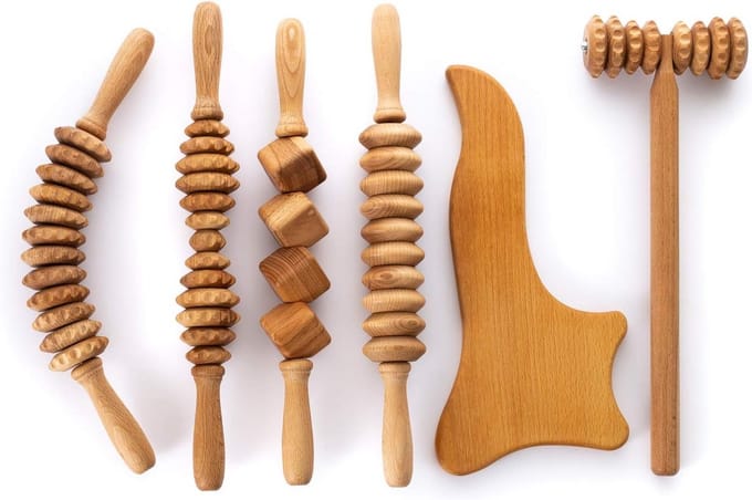 Houten Massage Set voor Lymfedrainage en Cellulite Verwijdering