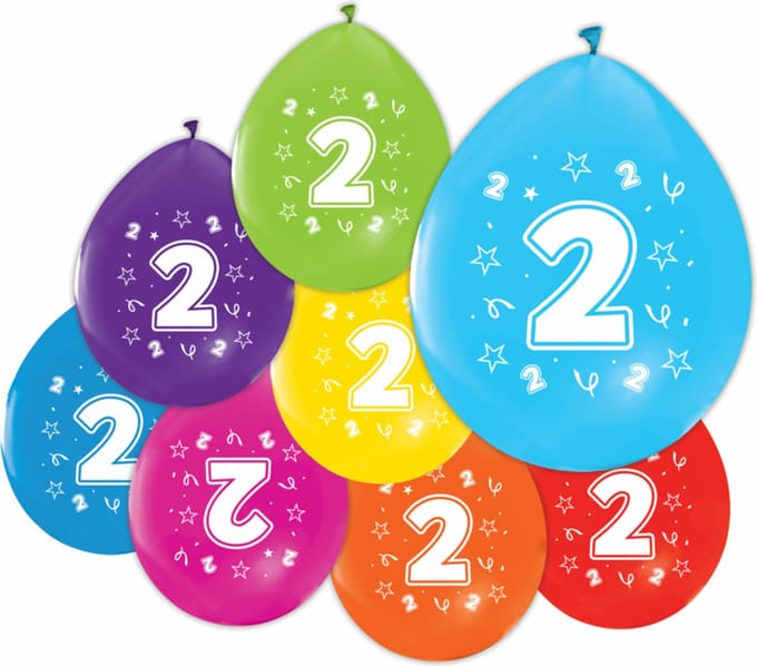 Globos Balloons 2-sided Printed Number 2 8pcs.