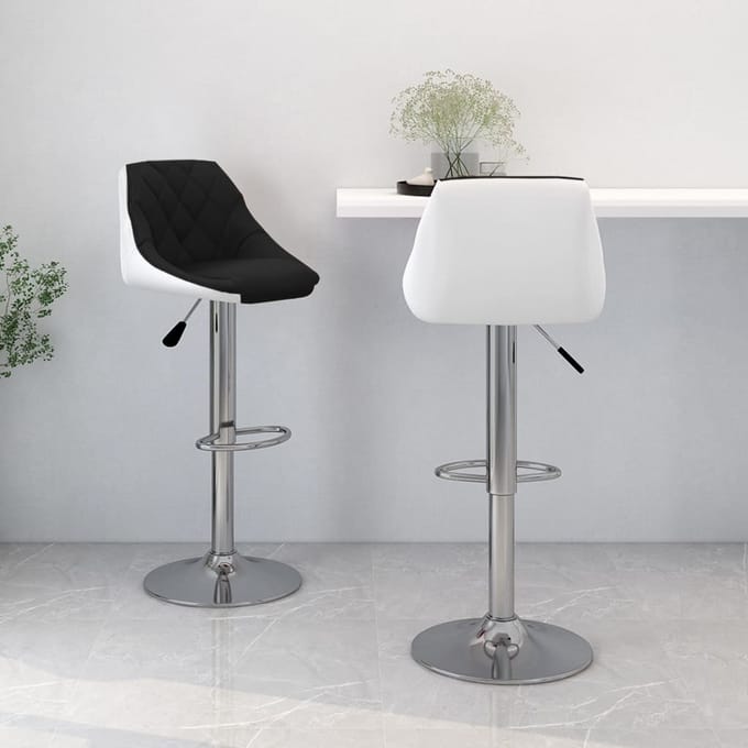vidaXL - Barkrukken - 2 - st - kunstleer - zwart - en - wit