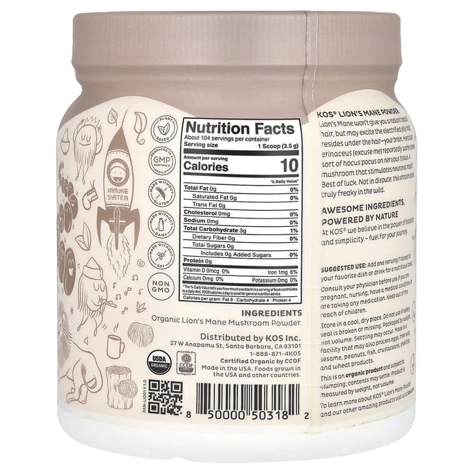 Poudre de Champignon Corne de Cerf Bio, 364G(12.84Oz)