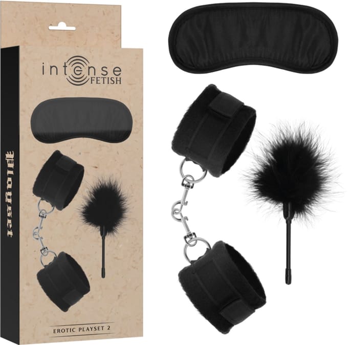 Intense - Fetish Erotic Playset 2 With Handcuffs, Blind Mask And Tickler