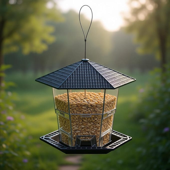 Ophangbare vogelvoeder van ABS - Opvouwbaar - 1L inhoud - Voor tuin en balkon