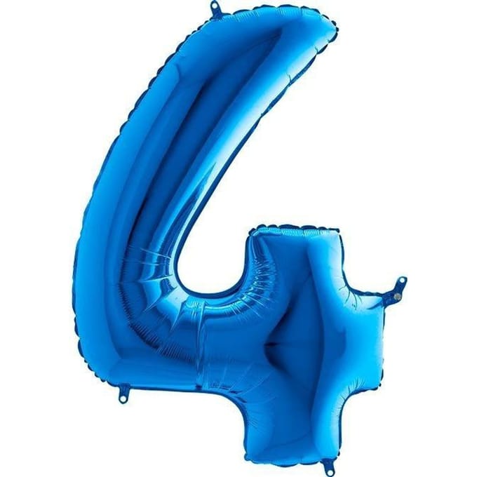 Blauwe Folieballon Cijfer 4 - 102 Cm Grabo