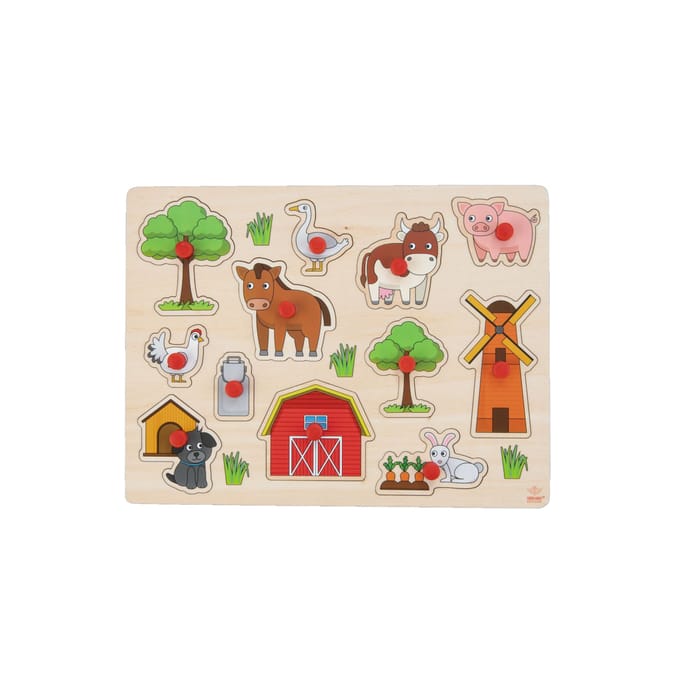 Puzzelplank boerderij knopjespuzzel 30x22 cm