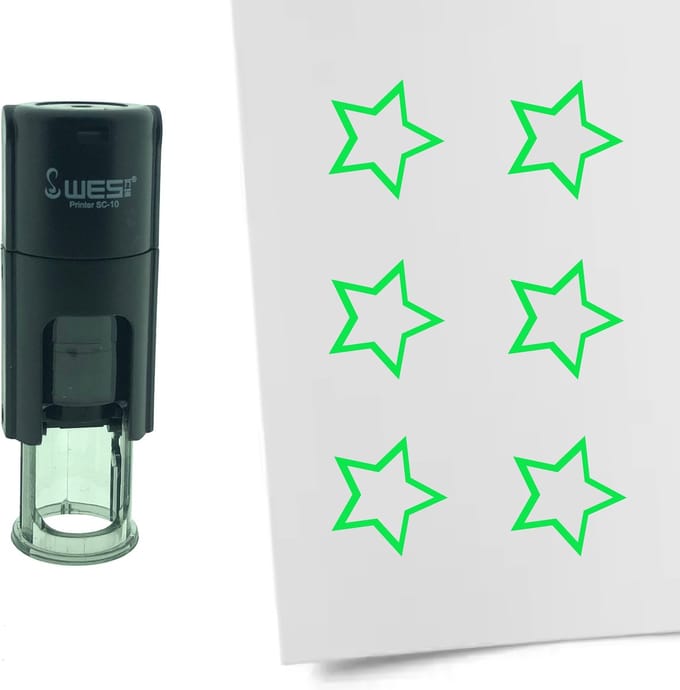 CombiCraft Stempel Open Ster 10mm rond - groene inkt