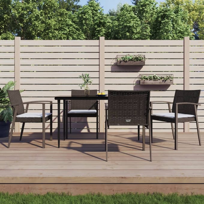 vidaXL - Tuinstoelen - 4 - st - met - kussens - 56,5x57x83 - cm - poly - rattan - bruin