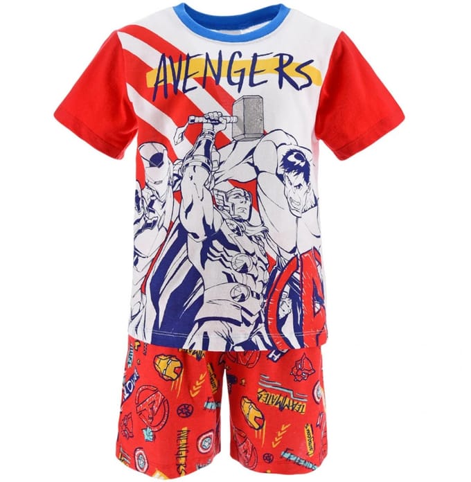 Marvel Avengers Shortama Jongens - Pyjama met Korte Broek en T-shirt - Katoen - Maat 128 - Rood/Wit