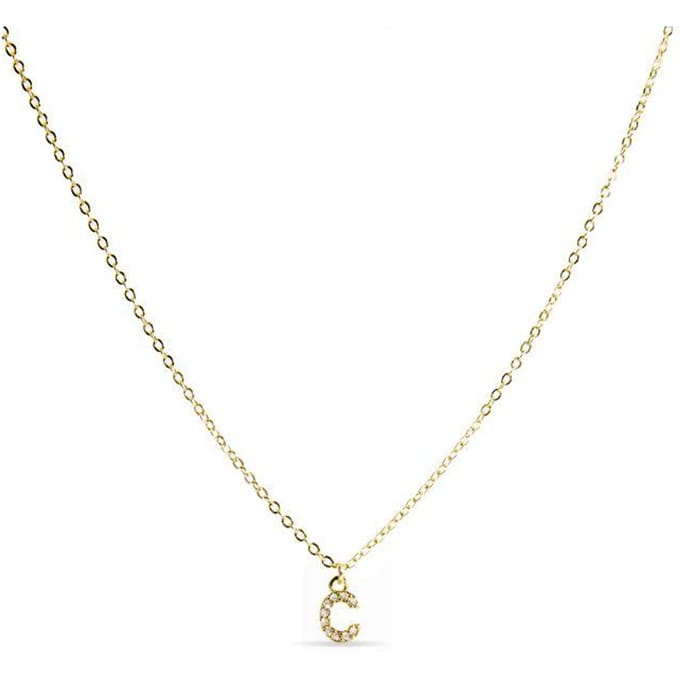 Collier Luxenter avec Zirconia brillant finition or 18k - Alphabet C beige