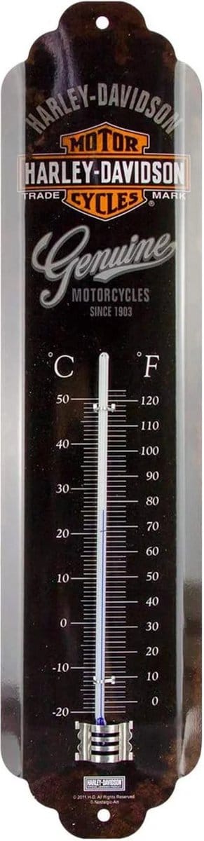 Nostalgic Art Binnen/buiten thermometer - Harley-davidson - Zwart - metaal - 28 x 6.5 cm