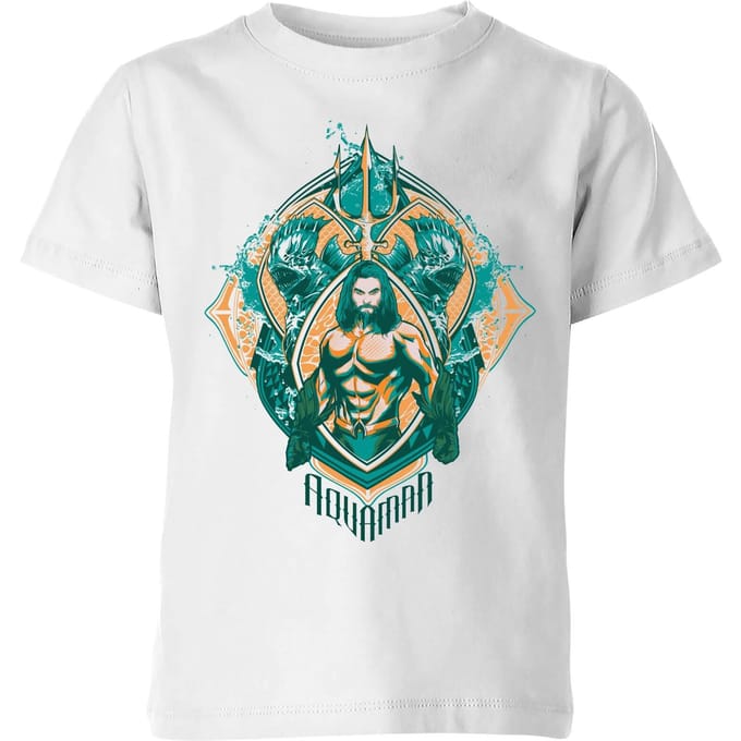 Aquaman Seven Kingdoms kinder t-shirt - Wit - 110/116 (5-6 jaar)