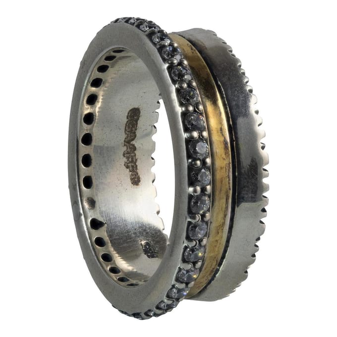 Schitterende Brede Handgemaakte GGAAFF Ring met Zirkonia's 18.25 mm. (maat 57) model 4