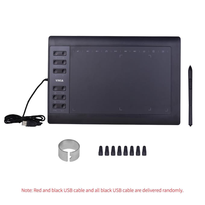 10x6 inch professionele grafische tekentablet 12 sneltoetsen met 8192 niveaus Batterijloos Package 5 zwart
