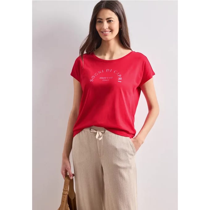 Shirt met ronde hals en losse schouders