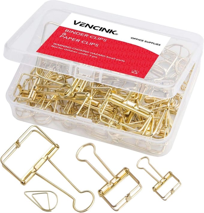 38 Delige Set Gouden Draadbinder Clips en Schattige Paperclips - Diverse Maten