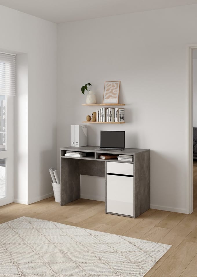 Kantoorbureau Function Plus Oxide Beton Wit Hoogglans - Giga Living