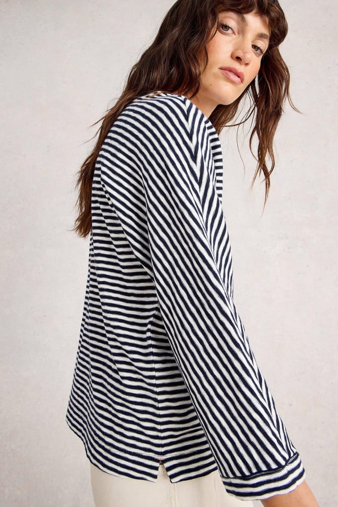 White Stuff Demi Dolman Stripe Top Navy Multi Größe: 12 | Longsleeves Outlet | Damen | Blau