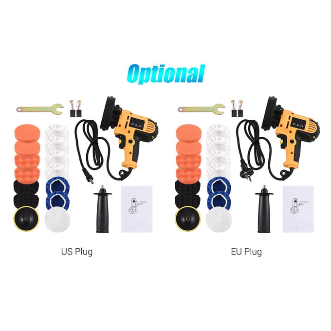 5-inch Elektrische Auto Polijstmachine Kit 700W Auto Buffer 600-3700 RPM Variabele Polijstmachine met EU Plug geel
