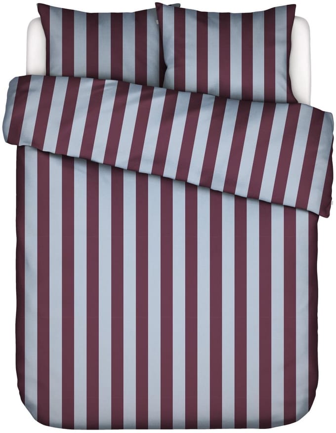 Essenza Minte Stripe Dekbedovertrek Mauve wine - Ice blue - Lits-Jumeaux - 240x200/220 cm