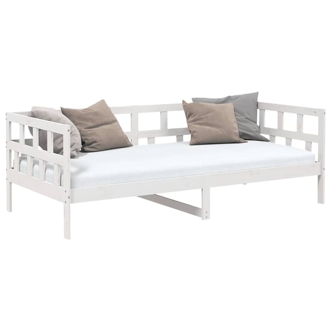 vidaXL - Slaapbank - massief - grenenhout - wit - 80x200 - cm