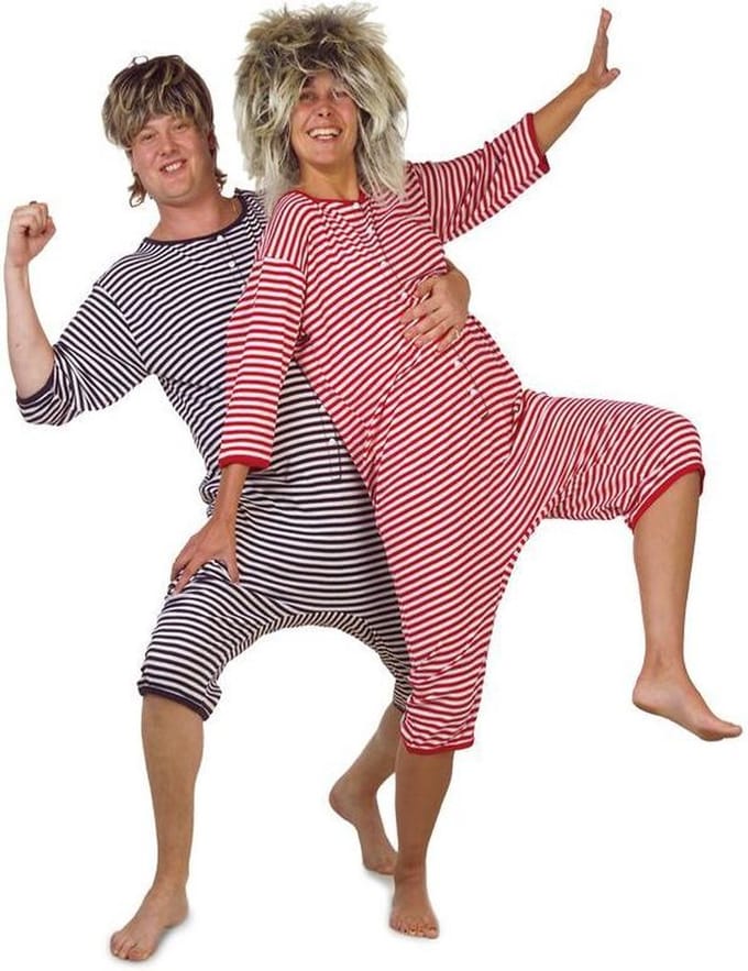Dorus Badpak Blauw / Wit Korte Mouw Kostuum | Small / Medium | Carnaval kostuum | Verkleedkleding