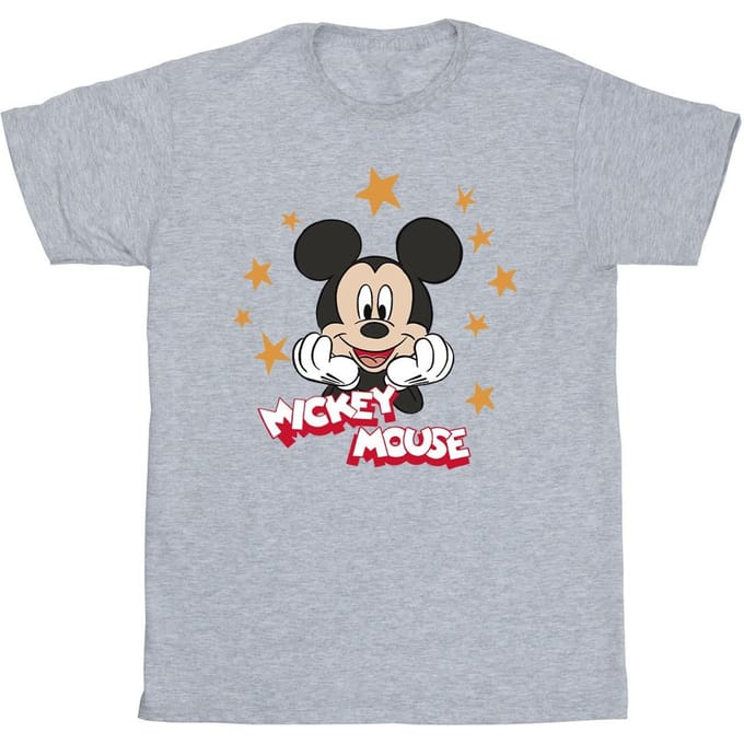 Disney Heren Mickey Mouse Sterren T-Shirt (Sportgrijs)