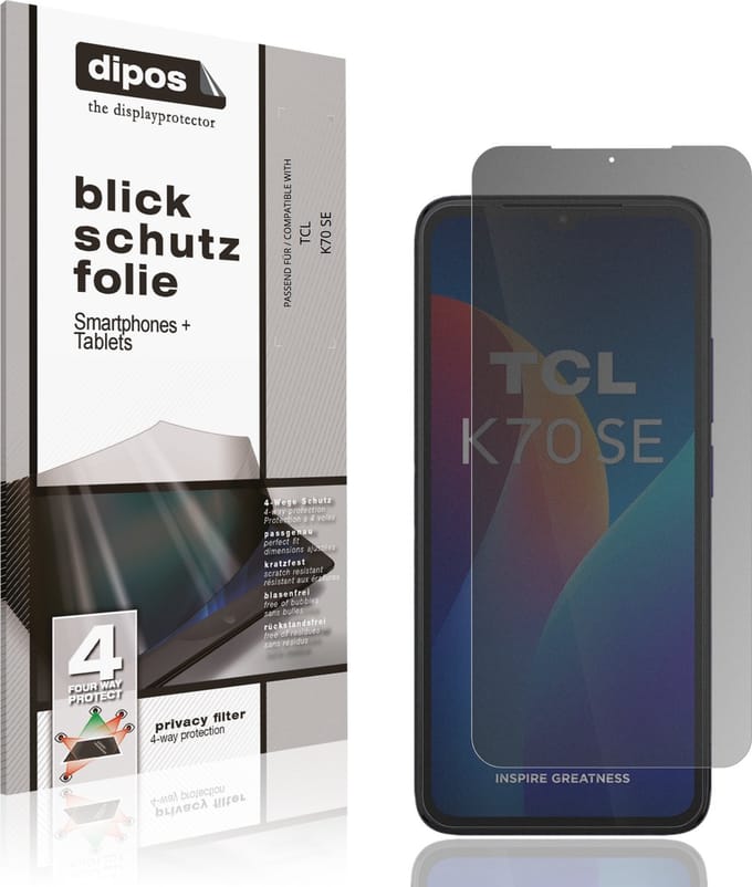 dipos – Matte Privacy Screenprotector geschikt voor TCL K70 SE | Anti-Spy Beschermfolie