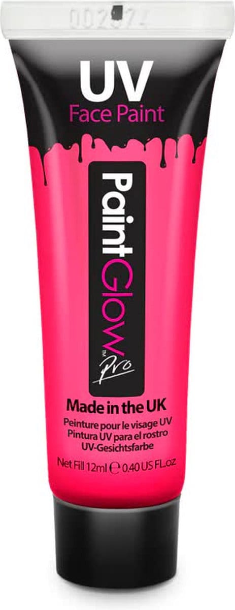 PaintGlow - UV Face & Body paint - Blacklight verf - Festival make up - 12 ml - roze